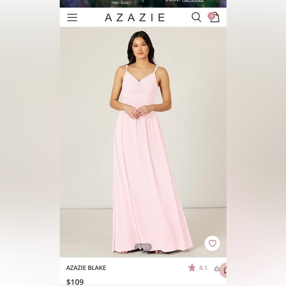 Azazie Dresses Azazie Blake Bridesmaid Dress In Blushing Pink